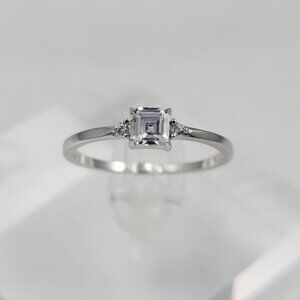 Sterling Silver Dainty Princess Cut Ring